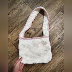 Handmade pink and white purse